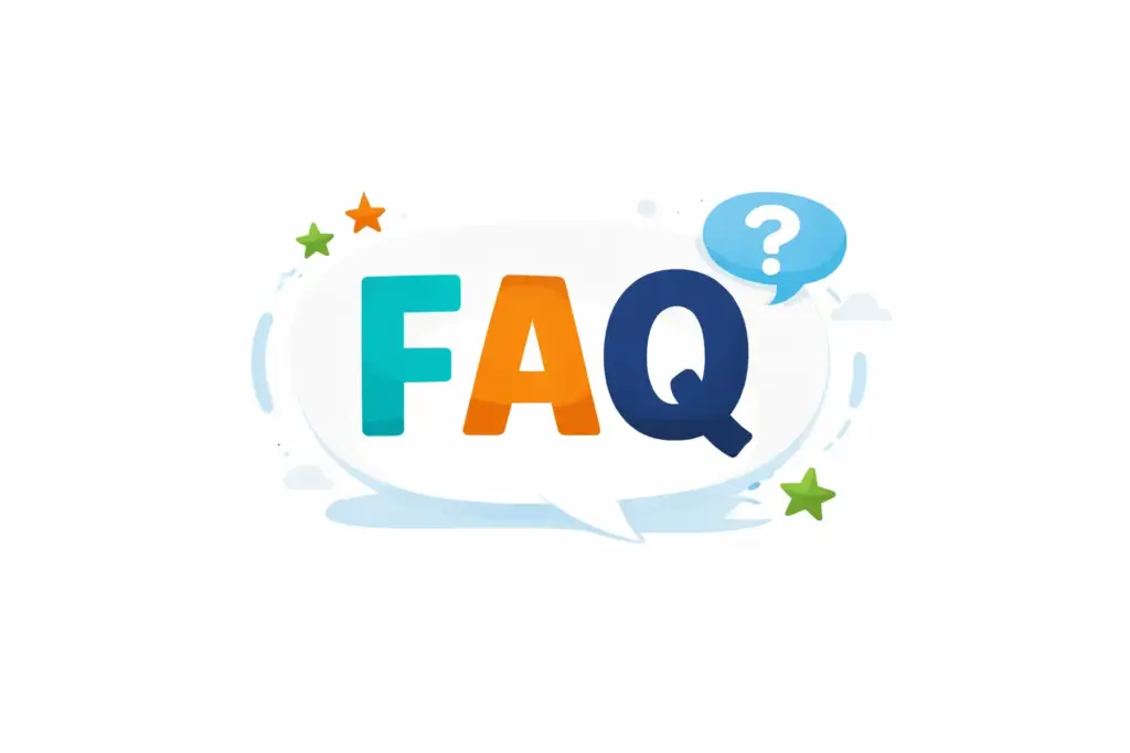 Illustration einer Sprechblase mit der Aufschrift „FAQ“