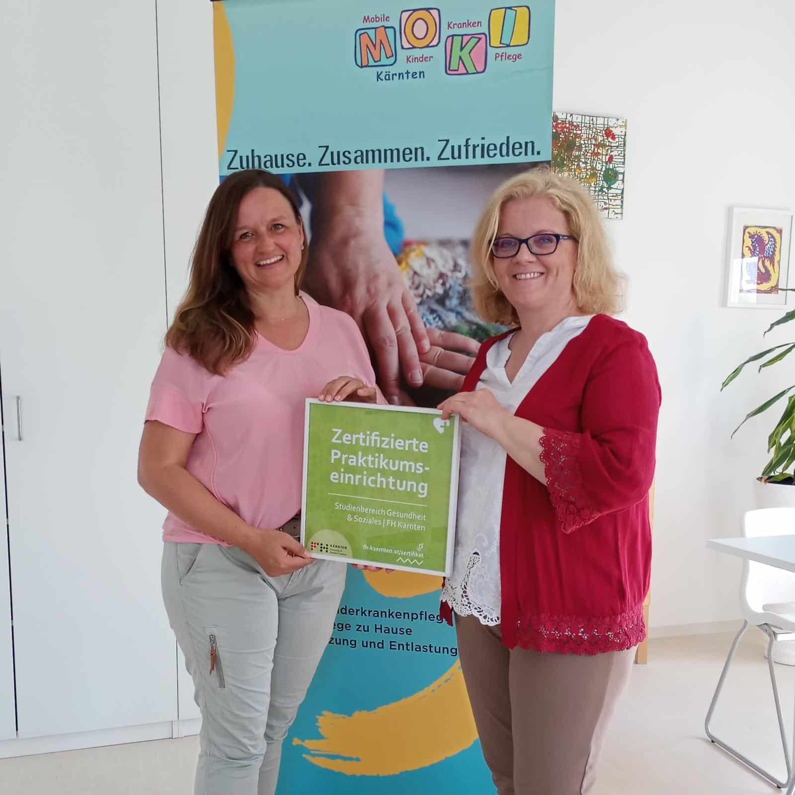 Übergabe des Zertifikats Praktikumseinrichtung der FH Kärnten